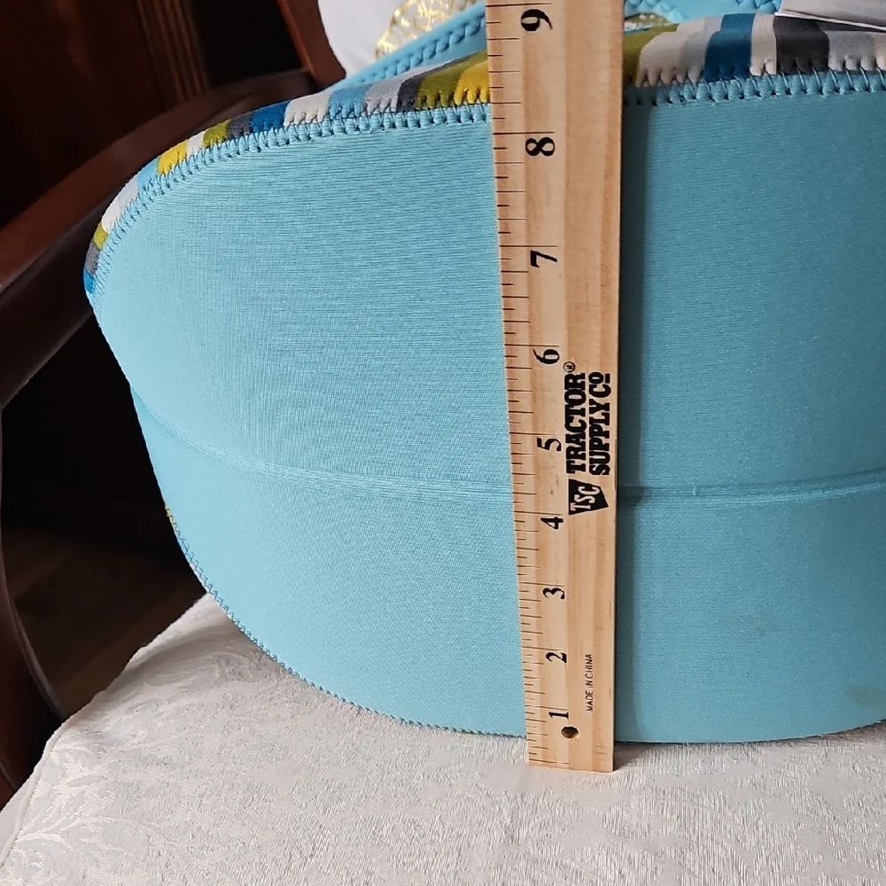 Blue and Yellow Oval Bag with Sturdy Handles